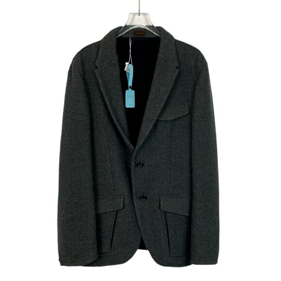 J13417 Ermenegildo Zegna Dark grey cashmere lapel single-breasted suit jacket 46